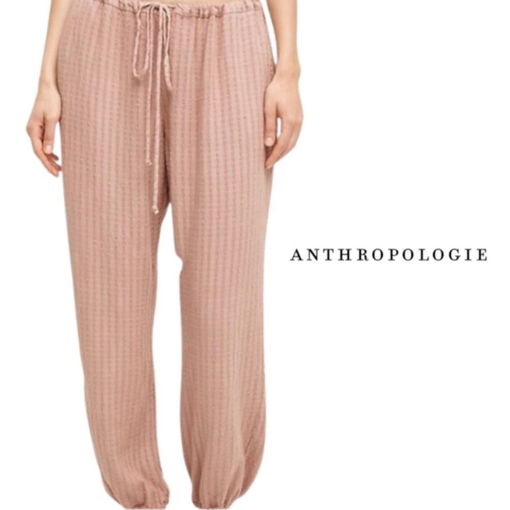 Anthropologie SATURDAY SUNDAY Lounge Linen Blend Bottoms Pants Mauve Pink -Small
